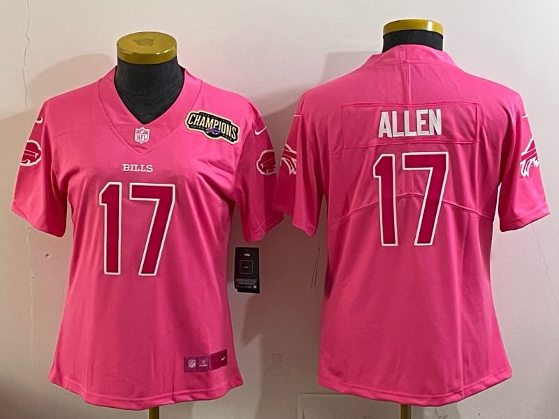 Women 2025 Buffalo Bills #17 Allen Pink Nike Limited NFL Jersey style 0064